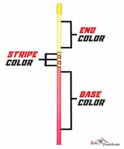 Alternative view of B-02 Triple Stripe Colored End Bo Staff